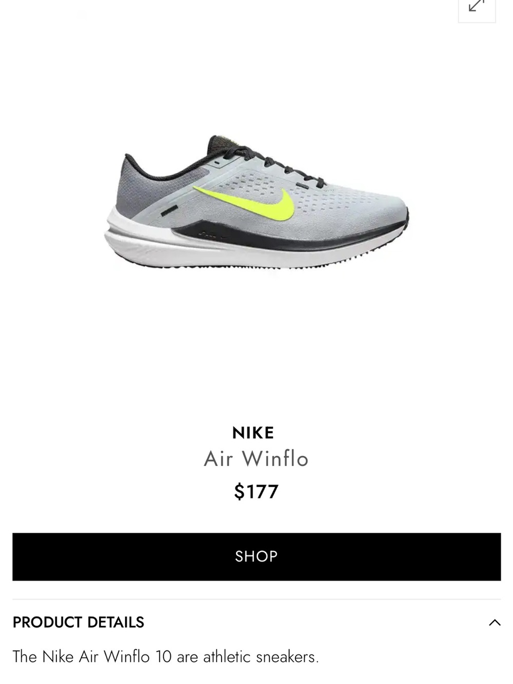 Nike Air Winflo Men’s Running Shoes - Light Grey with Neon Yellow Swoosh